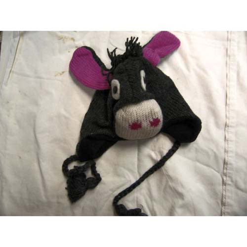 Donkey Animal Hat Knitted 100% Wool With Real Fleece Lining!!!