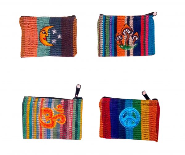 Zipper Coin Pouch with Embroidered Applique'-0