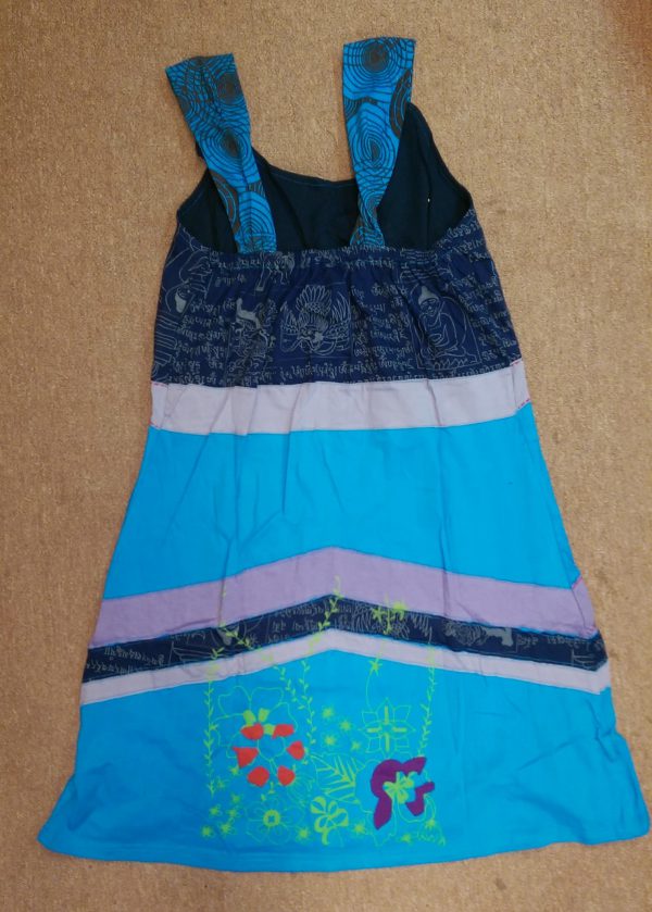 Cotton Knit Blue Doll Panel Dress NS89 Back