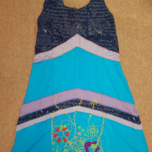 Cotton Knit Blue Doll Panel Dress NS89 Front
