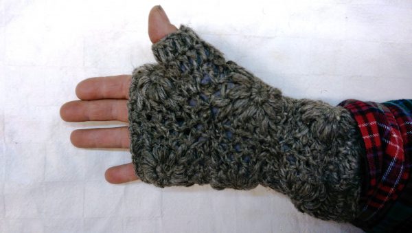 Crochet Wool Handwarmer Fleece Lined