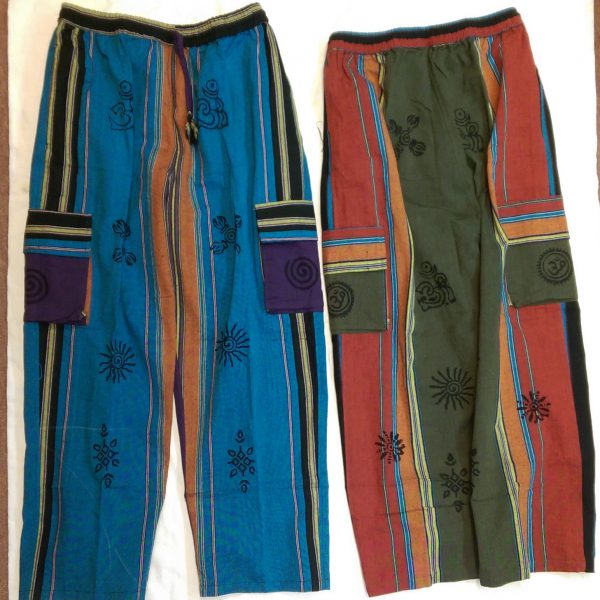 Shyama Cotton Cargo Pants With Pockets, Drawstring & Printed Design