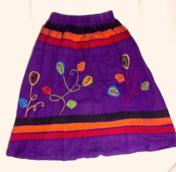 Purple Mini Skirt Hand Embroidered