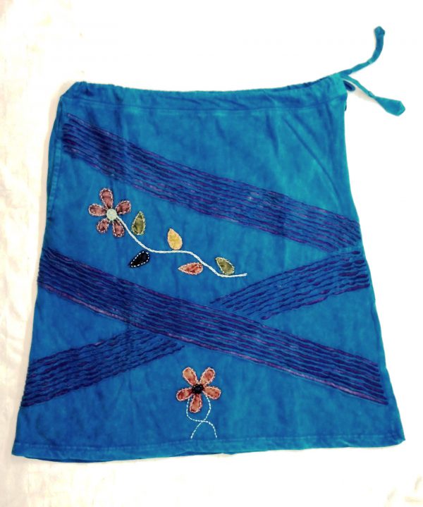 Turquoise Cross Razor Cut Drawstring Skirt