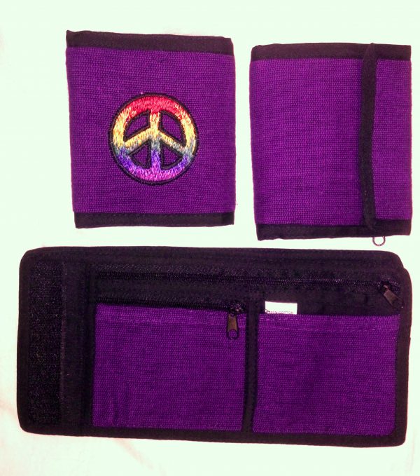 Tibetan / Nepali Om, Peace or Moon & Star Cotton Velcro Wallet -4329