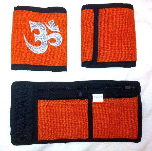 Tibetan / Nepali Om, Peace or Moon & Star Cotton Velcro Wallet -4328