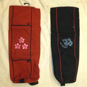 Yoga Bag With 2 Zipper Pouches, Adjustable Straps, Applique' & 100% Cotton-0