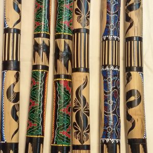 Didgeridoo / Didjeridu of Bamboo Hand Painted And Carved Primitive Design