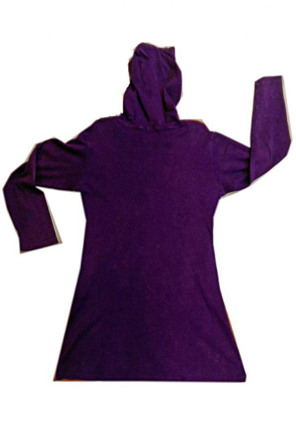 Razor Cut Purple Flower Long Hoody Coat-5529