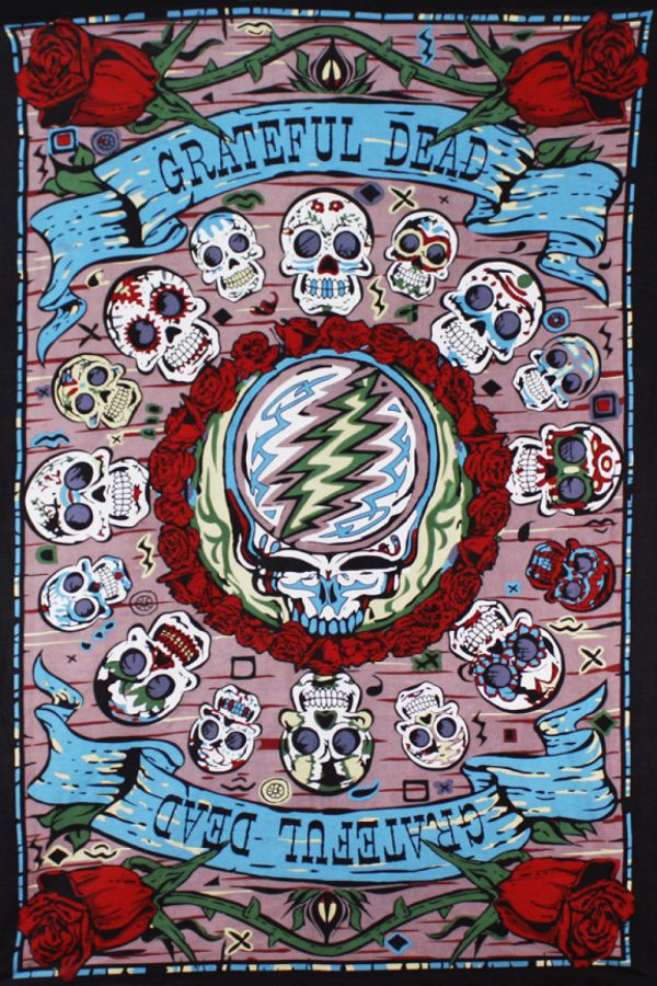 Grateful Dead Mexicali Skulls Mini 3-D Tapestry 30x45 -0