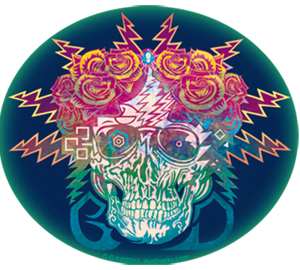 Electric Skull and Roses Sticker